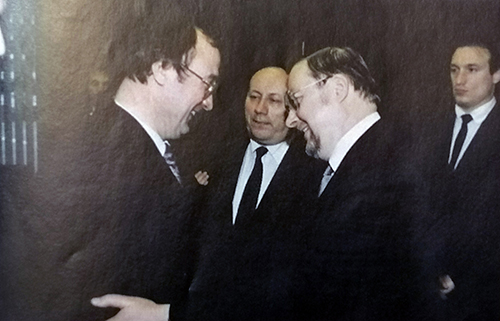 V. fon Šteteno susitikimas su V. Landsbergiu. Viduryje  – A. Račas. V. fon Šteteno asmeninio albumo nuotr.